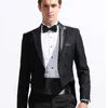 Black Wedding Man Tail Coat 2 Piece Double Breasted Male Fashion Suits with Peaked Lapel Custom Jacket Pants 2020 X0909