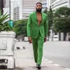 Erkekler Takım Elbise Blazers Benzersiz Stil 2 Parça Erkekler Terzi Yeşil Moda Takım Elbise Düğün Damat Smokin Coat Nedensel Balo