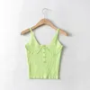 Zielony żeberbed Camisole Summer Tops Kobieta Bez Rękawów Sexy Głębokie Vainta Beach 210421