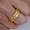 Hommes Hip Hop glacé pierres anneaux bijoux mode or bague de mariage jaune Simulation diamant bague