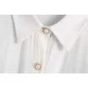 Kadınlar beyaz bluz gömlek uzun kollu yakalı inci düğmeleri zarif moda kadın bluz gömlek üstleri femme mujer blusas 210709