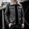 Épais hommes veste en cuir hiver automne hommes moto veste mode fausse fourrure col coupe-vent chaud manteau masculin veste 211009