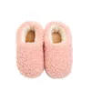 Winter Kids Slippers Massief Snoep Kleur Lammeren Wol Indoor Schoenen Voor Jongens Toddler Meisjes Zachte Warm Non Slip Floor Kinderschoenen 211023