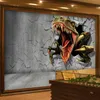 Taille personnalisée 3D stéréo brique mur moderne art créatif peinture murale dinosaure décorations murales cassées salon po papier peint 210722