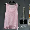 Sommar Glänsande Lurex Sticka Topp Kvinnor Hål Ut Sequined Ärmlös Skjorta Bohemian Slim Casual Bling Camisole Tankar Femme QH1970 210518