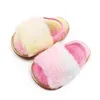 Sandals 2021 Baby Shoes Wallarenear 0-12M Infant Girl Plush Slippers Soft Anti-Slip Tie Dye Print Winter Warm Bedroom