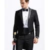 Czarny ślub człowiek płaszcz ogon 2 szt. Podwójne breasted Męskie garnitury mody z szczytowymi lapelowymi spodniami 2020 x0909