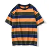 BOLUBAO Summer Brand Casual Washed T-Shirts Men Vintage Contrast 100% Cotton Tops Striped Fashion Male T Shirt 210714