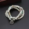 Beaded Strands Mala Amazonite 108 pärlor halsband för yoga buddhist rosenkransen charm armband fawn22