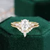 Cxsjeremy 14K Rose Gold Bridal Zestaw 15ct Owalny Cut 68 mm moissanite Pierścień zaręczynowy Wedding Pierścień Women Antique Rings3609054
