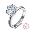 Vecalon Solitaire Promise Ring 100％925スターリングシルバー7mmダイヤモンドSONA CZの婚約ウェディングバンドリング女性ブライダルファインジュエリー