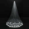 Bröllopstillbehör Appliques Tulle Long Cathedral Wedding Veil Lace Edge Bridal Veil med metallkam Veu de Noiva Longo x0726