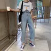 Dżinsy Kobiety Plus Rozmiar 5XL Pełna długość Vintage Blue High Waist Eleganckie Szerokie Spodnie Damskie BF Luźne Streetwear KPOP Ulzzang H0908