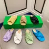 2021 Zomerleer geweven sandalen en slippers vrouwen vierkante hoofd grote maat vrouwen platte schoenen 7colour