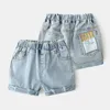 Lässige 3 4 6 8 9 10 12 Jahre Kinder Loch Sporttasche elastische Taille hübsche Sommer Denim Patch Kleidung Shorts für Baby Jungen 210529