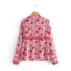 Chu Sau Beauty Mode Vintage Rose Floral Print Blouses Femmes Boho Bow Belles Chemises Femme Camisa De Moda 210508