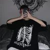 Oversized T-shirt kobiet goth Top Y2K Harajuku Topy Retro Drukuj Czaszki Luźne Koszulki z krótkim rękawem Anime Graphic Shirt