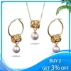 Boucles d'oreilles Collier Cring Coco Multi-couleur Perle Ensembles de Bijoux Hawaïen Or Rose Polynésien Frangipanier Pendentif Colliers Cerceau Ensemble 254L