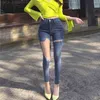 Harem byxor vintage hög midja jeans kvinnor full längd mamma hål cowboy denim sexig chic skinny 210601