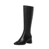 Fall Knee High Boots For Women Wide Leg Elegant Concise Side Zipper Thick Heels Shoes Woman Party Slim Long 210528