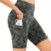 Hohe Taille Yoga Outfits Shorts für Frauen Tummy Control Fitness Athletic Workout läuft mit tiefen Taschen