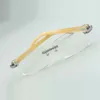 Montura de gafas de metal con diamantes medianos de diseñador unisex 3524012 patillas de cuerno de color blanco natural, tamaño: 36-18-140 mm
