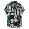 Hawaii Plaj Gömlek Etnik Tarzı Kısa Kollu Gevşek Düğmeler Bluz Tops Mens Tatil Tatil Giyim