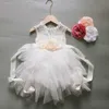 Little Girl Vintage Dress for Kids Lace Flower with Sashes Elegant Girls 3 Layers Tutu Party Gown Clothing 210529