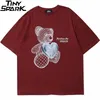 Hip Hop Streetwear T-Shirt Heart Bear Letter Print Tshirt Men Fashion Summer Harajuku Cotton Short Sleeve T Shirt Tops Tees 210716