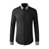 Mäns Casual T Shirts Kinesisk stil Broderi Shirt Bomull Långärmad Slim Fit Business Social Formell Klänning Män Kläder