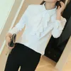 Moda Donna Turn Down Collar Base Camicie bianche Office Ladies Camicia a maniche lunghe in chiffon Abiti da lavoro Corea Camicetta casual Blusas X0521