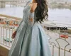 Ankle Length Long Sleeve Prom Dresses 2022 Lace Appliques Satin Formal Evening Gowns Girls Homecoming Dress Deep V-neck Special Occasion Wear