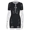 Womens Sexy Vestidos Black Night Club Wear Dress Dress Strap Bodycon Vestido Envoltório Bandagem Vestido para Mulher Auger Slash Colarinho Vento Moda Evening Designer Casual Hollow