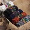 CA080 5 paia/pacco calzini vintage in cotone con fiori etnici autunno inverno donna calzini casual comodi speciali colorati 211204