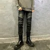 Mode Streetwear Hommes Jeans Slim Fit Coton Elastique Black Denim Punk Puntron Punkers Spludos Designer Hip Hop Biker Pantalon Homme