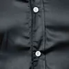 Mens Shinny Silk Gilla Satin Luxury Dress Shirts Märke Män Bröllop Prom Tuxedo Man Casual Shirt Camisa Masculina Black 210721