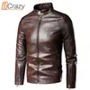 Herfst mannen merk business casual lederen jas jas mannen mode uitloper klassieke motor biker faux pu lederen jas mannen 211111