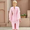 Summer Femmes Pink Ruffles Bodycon Bandage Robe Sexy O Neck Midi Celebrity Evening Club Party Chic Ladies Robes 210423
