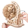 Wooden Globe Puzzle 3D DIY Mechanical Drive Model Transmission Gear Rotate Assembling Puzzles Home Office Decoration Toys Adults