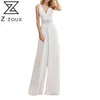 Kvinnor Jumpsuit V Nacke Ärmlös Backless Sexy Rompers Womens Wide Leg High Waisted Woman Plus Size 210524