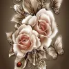 Tam 5D DIY Daimond Çapraz Dikiş "Gül Yaprakları" 3D Elmas S Yuvarlak Rhinestones Boyama Nakış Çiçekler Dekor