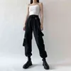 Houzhou Mall Goth Svart Lastbyxor Kvinnor Streetwear Gothic High Waist Loose Byxor Koreanska Fashion Sweatpants Overaller 2021 Y211115