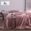 Liv-Esthete Set biancheria da letto rosa 100% seta di grado superiore Mulberry 25 Momme Set copripiumino lenzuolo donna Set copripiumino federa Queen King 211203