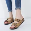 Terlik Yaz kadın sandaletler düz süet mantar slaytlar rahat flip flop plaj daireleri ayakkabı artı boyut 44