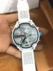 Mannen Grote Grote Wijzerplaat Horloge Mode Individuele Klok Siliconen Riem 7419 Wit Quartz Horloge Sport Business Uur Mannelijke Dz 220208