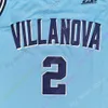 Villanova Wildcats Basketball Jersey NCAA College Collin Gillespie White Baby Blue Taille S-3xl Tous les jeunes cousus