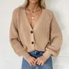 QNPQYX Frauen Strickjacken Pullover Mode Herbst Lange Ärmel Lose Mantel Casual Taste Dicken V-ausschnitt Solide Weibliche Tops