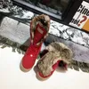 Toppkvalitetsklassik Vinter Snö Stövlar Real Fur Furry Slides Suede Läder Vattentät Varm Knä Högstart Mode Booties Stor storlek 35-42