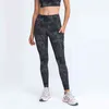 Hög midja Smörmjuk sidoficka Gym Yogabyxor för kvinnor Knäböjssäker kompressionsträning Löpning Sport Leggings 25 tum H1221