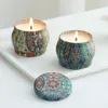 Candele profumate Art Fragranza profumata Barattoli di candela in metallo 6 pezzi / set Gardenia Lavanda Vaniglia Rosmarino Limone Gelsomino Cera di soia Nozze Regali di San Valentino Pianta Spezia 6,5 * 5 cm